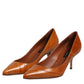 Dolce & Gabbana Brown Leather Stiletto Heel Pumps Shoes