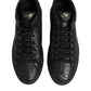 HIDE & JACK Black Leather Lace Up Mid Top Sneakers Shoes