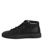HIDE & JACK Black Leather Lace Up Mid Top Sneakers Shoes