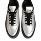 HIDE & JACK Silver Leather Lace Up Low Top Sneakers Shoes