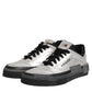 HIDE & JACK Silver Leather Lace Up Low Top Sneakers Shoes