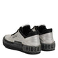 HIDE & JACK Silver Leather Lace Up Low Top Sneakers Shoes
