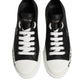 Dolce & Gabbana Black White Leather Low Top Sneakers Shoes