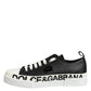 Dolce & Gabbana Black White Leather Low Top Sneakers Shoes