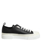 Dolce & Gabbana Black White Leather Low Top Sneakers Shoes