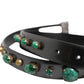 Dolce & Gabbana Black Leather Studded Silver Tone Buckle Belt