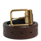 Dolce & Gabbana Brown Classic Gold Metal Logo Buckle Men Belt