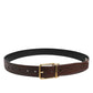 Dolce & Gabbana Brown Classic Gold Metal Logo Buckle Men Belt