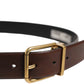 Dolce & Gabbana Brown Classic Gold Metal Logo Buckle Men Belt