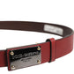 Dolce & Gabbana Maroon Classic Leather Metal Logo Buckle Belt