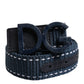 Dolce & Gabbana Blue White Cotton DG Logo Metal Buckle Belt