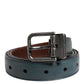 Dolce & Gabbana Green Classic Leather Metal Logo Buckle Belt