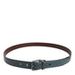 Dolce & Gabbana Green Classic Leather Metal Logo Buckle Belt