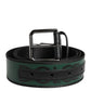 Dolce & Gabbana Green Black Polyester DG Logo Buckle Belt