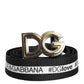 Dolce & Gabbana Black Cotton Gold Tone Metal DG Buckle Belt