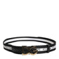 Dolce & Gabbana Black Cotton Gold Tone Metal DG Buckle Belt
