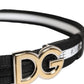 Dolce & Gabbana Black Cotton Gold Tone Metal DG Buckle Belt