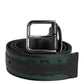 Dolce & Gabbana Green Black Polyester DG Logo Buckle Belt