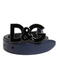 Dolce & Gabbana Blue Leather Classic Metal DG Logo Buckle Belt