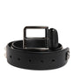 Dolce & Gabbana Black Leather Studded DG Metal Buckle Belt