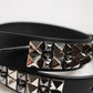 Dolce & Gabbana Black Leather Studded DG Metal Buckle Belt