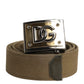 Dolce & Gabbana Military Green Nylon Logo Metal Buckle Belt