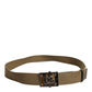 Dolce & Gabbana Military Green Nylon Logo Metal Buckle Belt