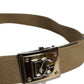 Dolce & Gabbana Military Green Nylon Logo Metal Buckle Belt