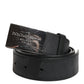 Dolce & Gabbana Black Leather Classic Metal Logo Buckle Belt