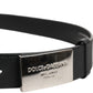Dolce & Gabbana Black Leather Classic Metal Logo Buckle Belt