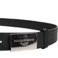 Dolce & Gabbana Black Leather Classic Metal Logo Buckle Belt