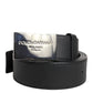 Dolce & Gabbana Black Leather Metal Logo Buckle Belt