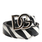 Dolce & Gabbana Black White Leather Silver Metal Buckle Belt