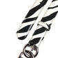 Dolce & Gabbana Black White Leather Silver Metal Buckle Belt