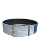 Dolce & Gabbana Two Tone Blue Denim Gold Metal Buckle Belt