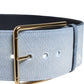 Dolce & Gabbana Two Tone Blue Denim Gold Metal Buckle Belt