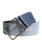 Dolce & Gabbana Two Tone Blue Denim Gold Metal Buckle Belt