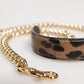 Dolce & Gabbana Brown Leopard Gold Brass Chain Accessory Shoulder Strap