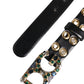 Dolce & Gabbana Black Leather Eyelet Crystal DG Buckle Belt