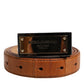 Dolce & Gabbana Browned Off Leather Gold DG Logo Buckle Belt