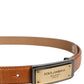 Dolce & Gabbana Browned Off Leather Gold DG Logo Buckle Belt