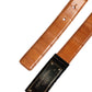 Dolce & Gabbana Browned Off Leather Gold DG Logo Buckle Belt