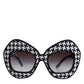 Dolce & Gabbana Black White PIED DE POULE Print Oversized Shades Sunglasses