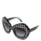 Dolce & Gabbana Black White PIED DE POULE Print Oversized Shades Sunglasses