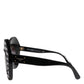 Dolce & Gabbana Black White PIED DE POULE Print Oversized Shades Sunglasses