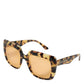 Dolce & Gabbana Black Yellow Havana Leopard Square Shades Sunglasses