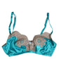Dolce & Gabbana Green Floral Lace Silk Non Wire Bra Underwear