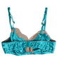 Dolce & Gabbana Green Floral Lace Silk Non Wire Bra Underwear