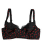 Dolce & Gabbana Black Red Polka Dot Underwired Balconette Underwear