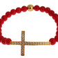 Nialaya Elegant Gold and Red Coral Beaded Bracelet